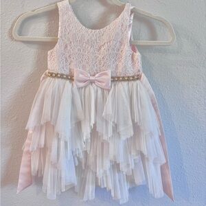 American Princess Blush and Cream Lace and Pearl Toddler Dress